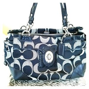Authentic Coach Black/Gray Canvas Handbag